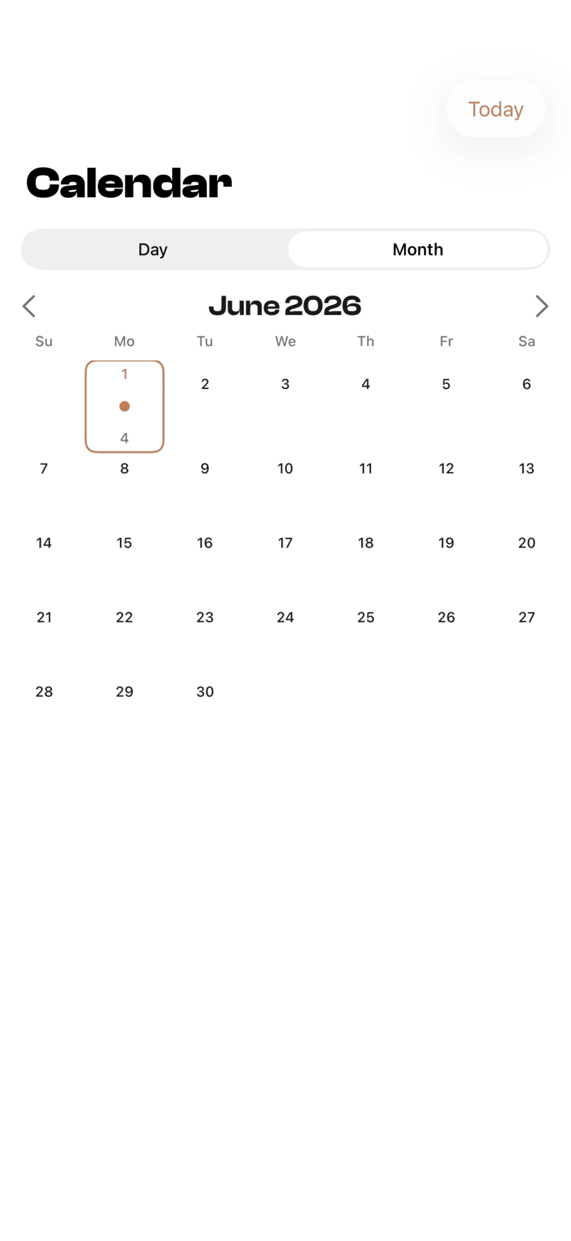 Calendar view of daily spending across the month
